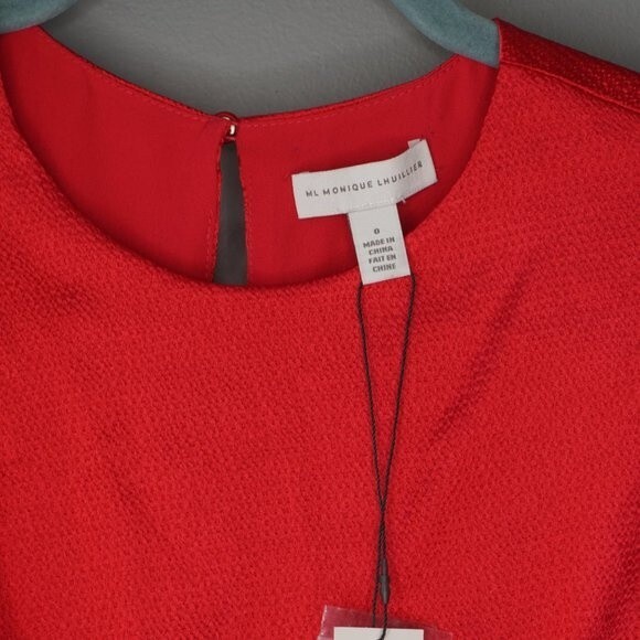 ML MONIQUE LHUILLIER Fuchsia Pink Draped Hammered-Satin Mini Dress size 0 NWT - Picture 4 of 11